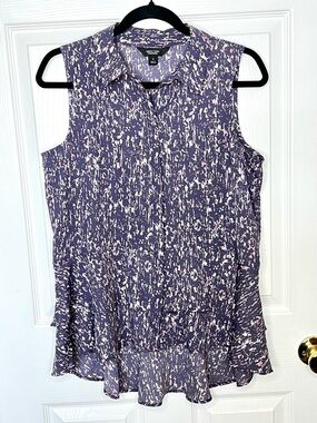 Simply Vera Vera Wang Ruffled High-Low Blouse Purple Print Small